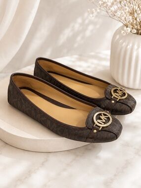 Michael Kors Fulton Moc Dark Brown Monogram Logo Driving Flat 10M